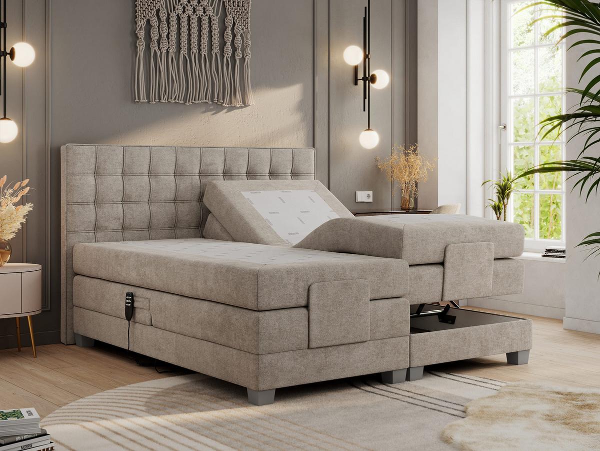 BOXBETT ELEKTRO 140/200 Beige Struktur - H4 - Beige, Holz/Textil (140/200cm) - MKS
