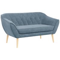 SOFA Pirs 2 Sitzer Strukture Blau - Blau/Braun, Holz/Textil (140/75/74cm) - MKS