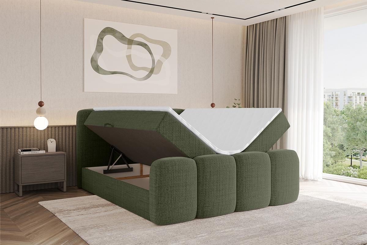 BOXBETT mit Matratze H4 und Lattenrost - NINA-Z - 140x200 cm - Grün - Grün, Holzwerkstoff (140/200cm)