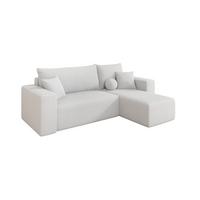 ECKSOFA mit Schlaffunktion Ottomane Rechts SENO-L 249x139x85 Weiß Bouclé - Schwarz/Weiß, Holzwerkstoff/Kunststoff (249/139cm) - ALTDECOR