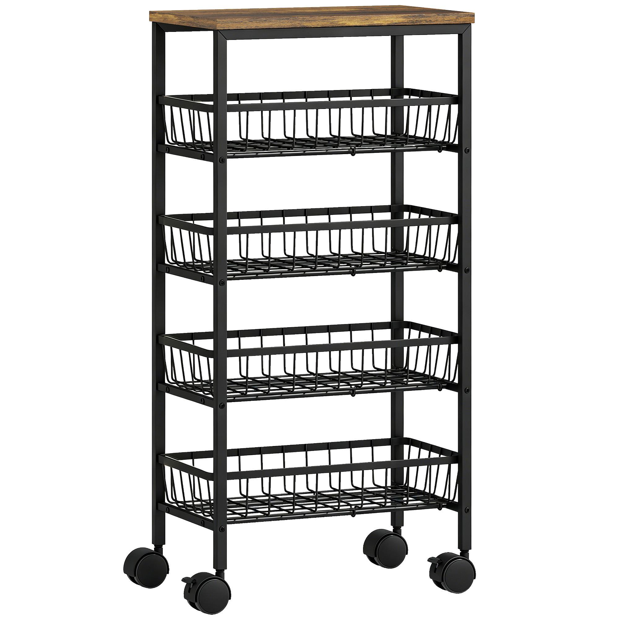 AUFBEWAHRUNGSWAGEN Spanplatte Rustikal-Braun - Braun, Holzwerkstoff (24/81.5/40cm) - HOMCOM
