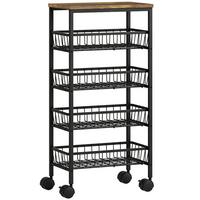 AUFBEWAHRUNGSWAGEN Spanplatte Rustikal-Braun - Braun, Holzwerkstoff (24/81.5/40cm) - HOMCOM