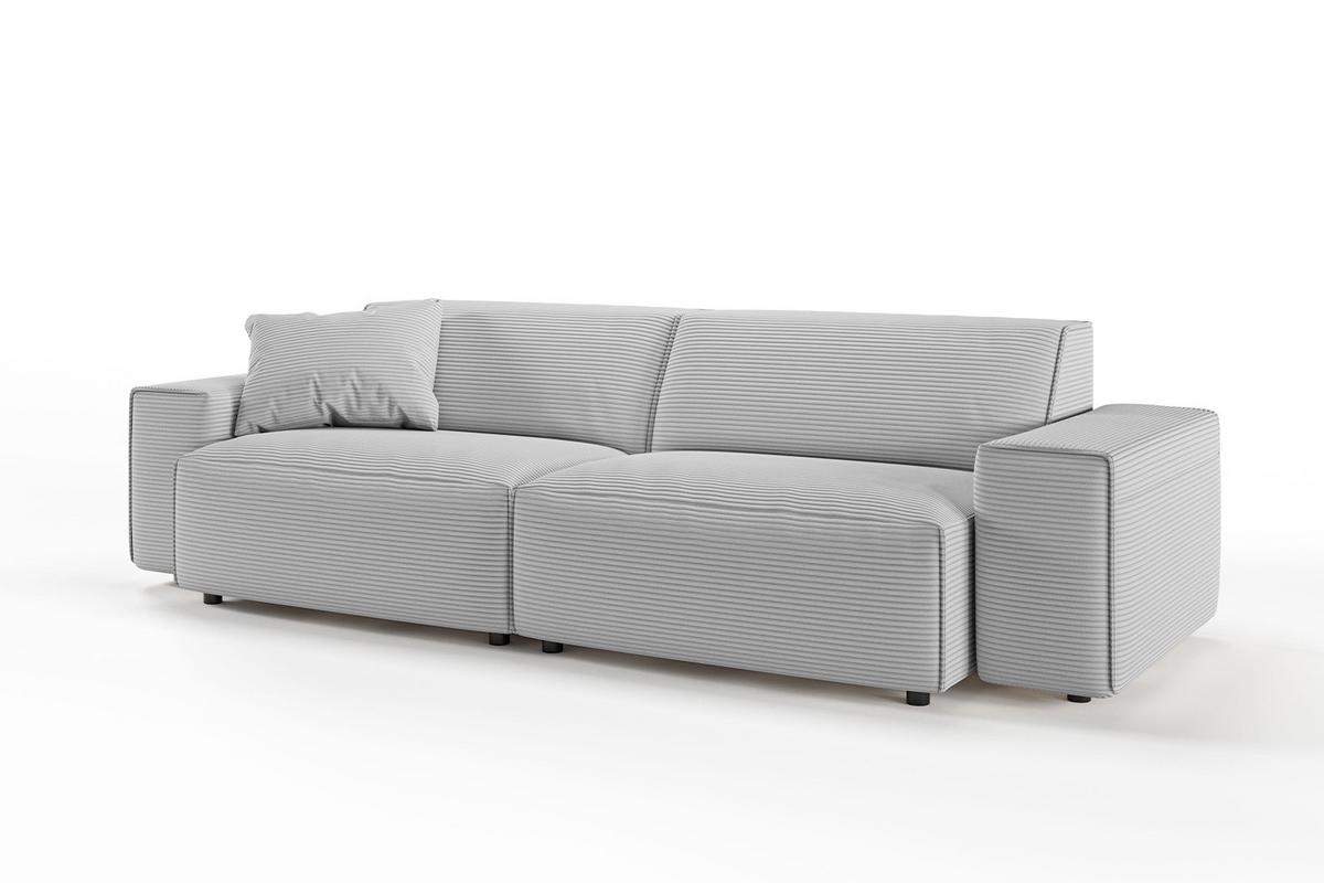 SOFA RANI Hellgrau Cord - Hellgrau/Schwarz, Kunststoff/Textil (256/71/101cm) - KAWOLA