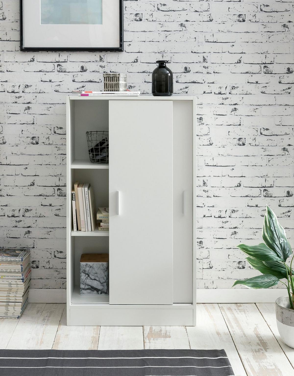 AKTENSCHRANK – Holz, Weiß, 60x107,5x28,5 cm, wasserabweisend & kratzfest, modern - Weiß, Holz/Metall (60/108/29cm) - KADIMA DESIGN