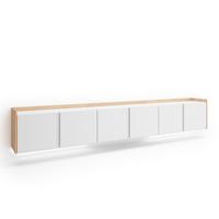 LOWBOARD, Weiß und Eiche, 309/35/50cm, Hängend - Weiß, Holzwerkstoff (309/50/35cm) - Skraut Home