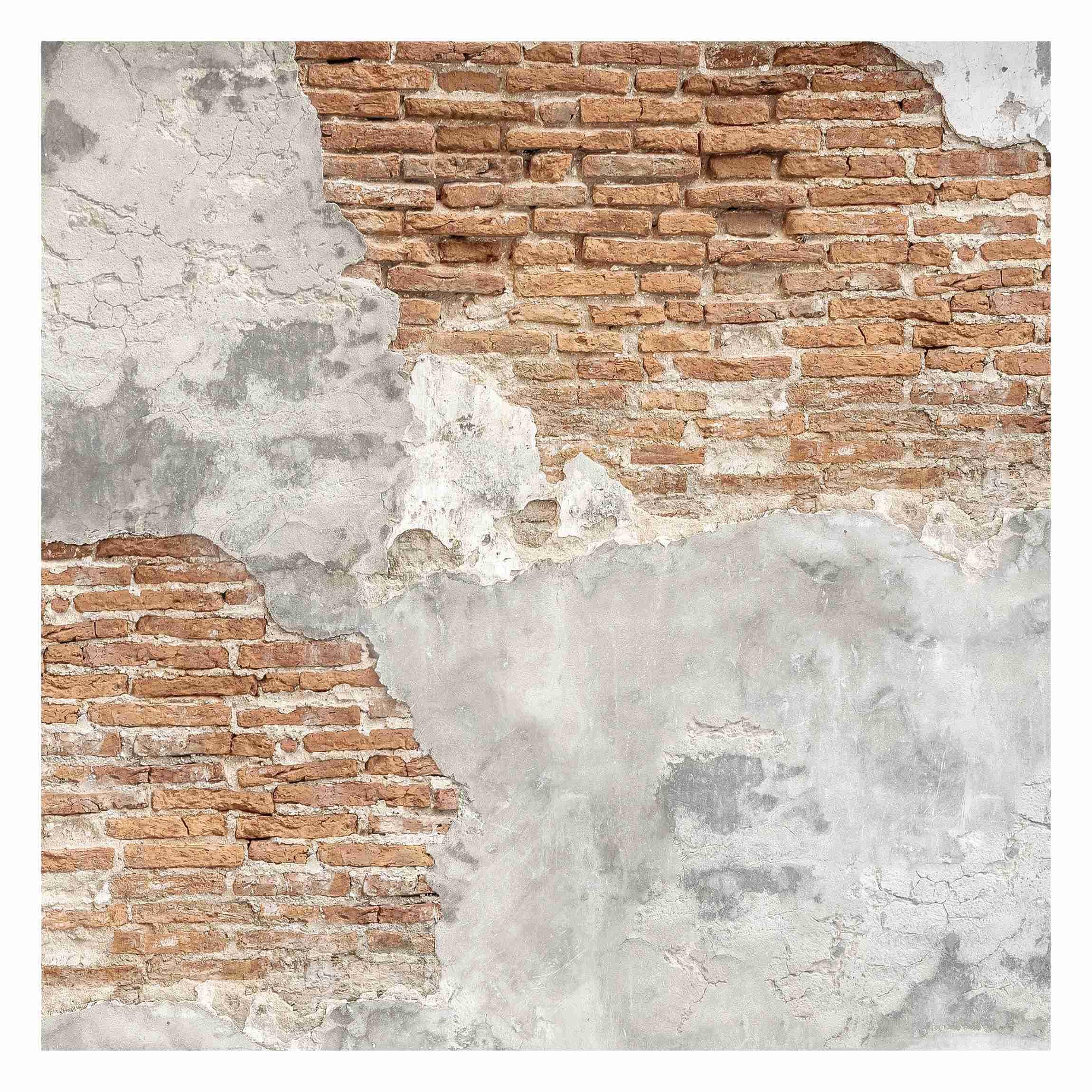 FOTOTAPETE Shabby Backstein Wand 192/192 cm - Braun, Papier (192/192cm) - Bilderwelten