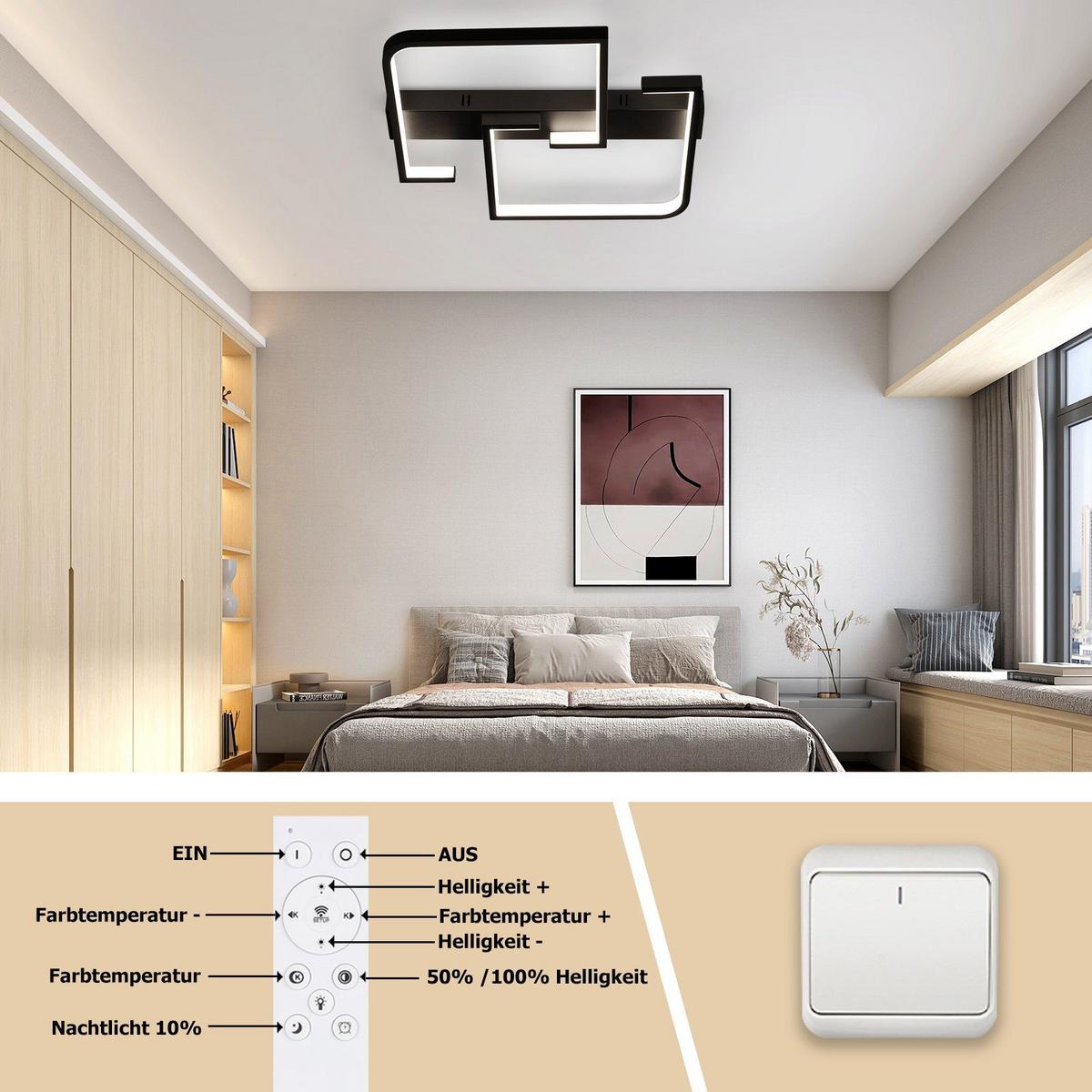 LED-DECKENLEUCHTE Carsten 61/47/6 cm - Schwarz, Metall (61/47/6cm) - Nettlife