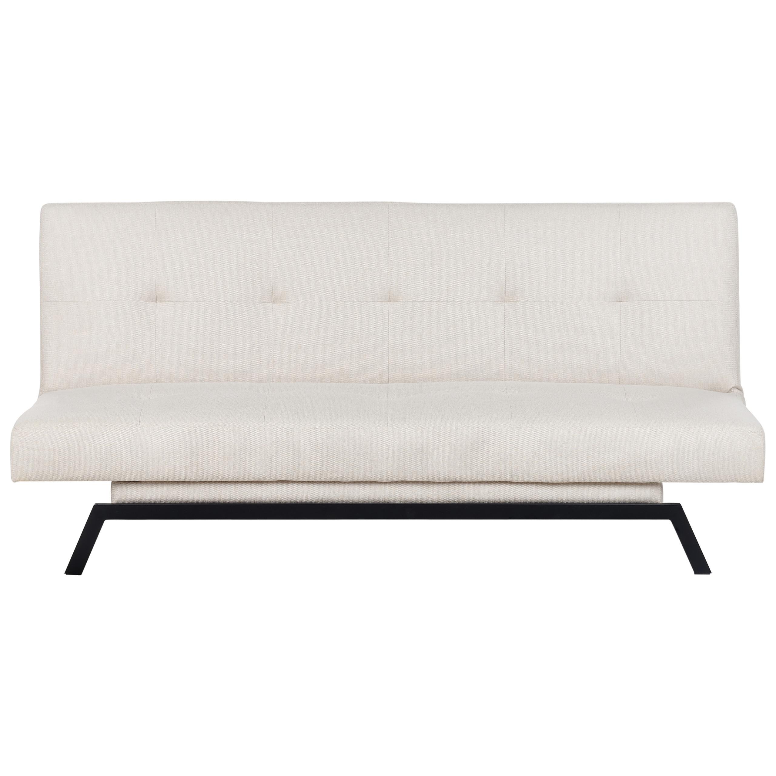 3-SITZER-SCHLAFSOFA cremeweiß Leeds - Schwarz/Weiß, Textil (188/85/93cm) - Beliani
