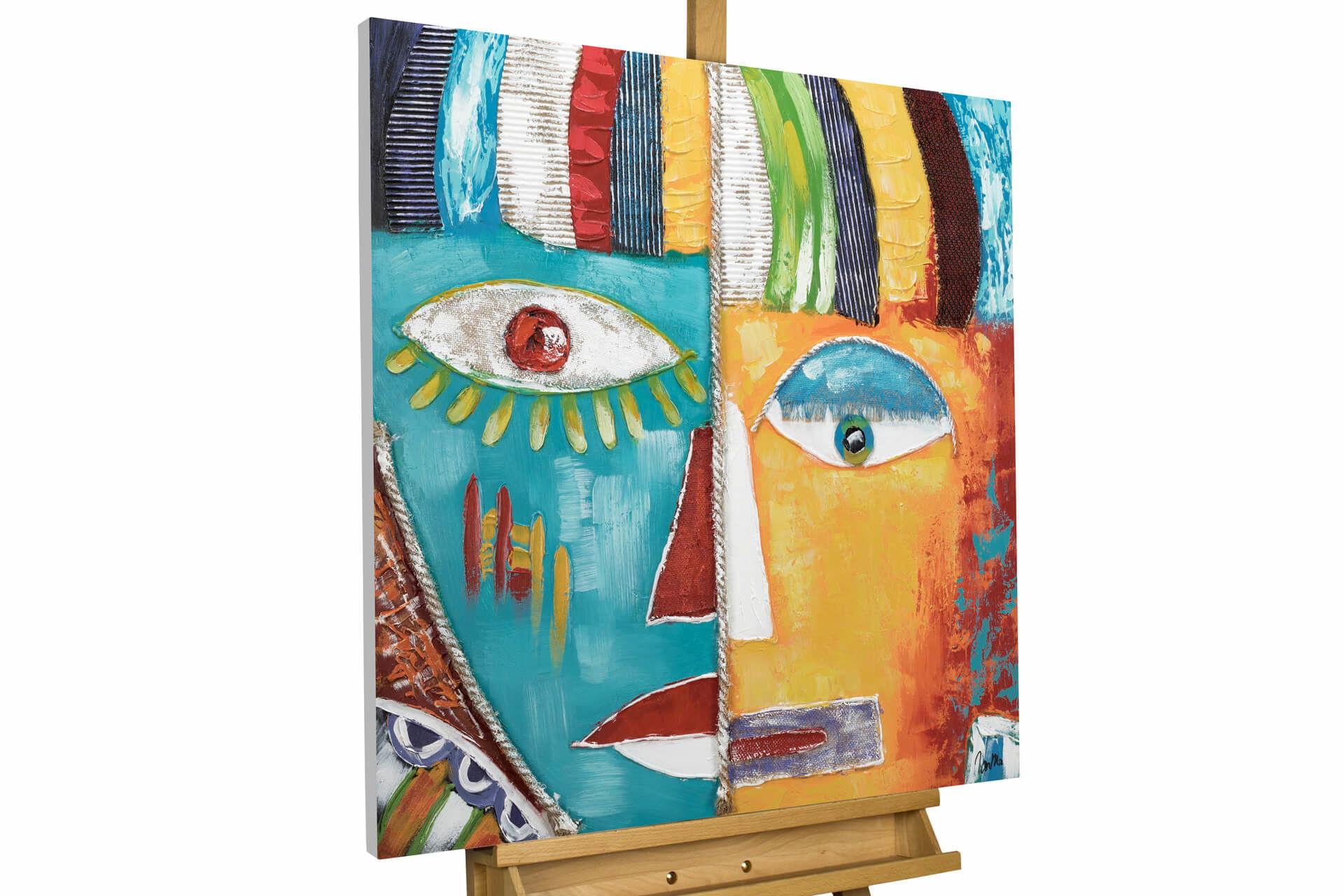 ACRYLBILD HANDGEMALT 80/80 cm - Multicolor, Holz/Textil (80/80cm) - KUNSTLOFT