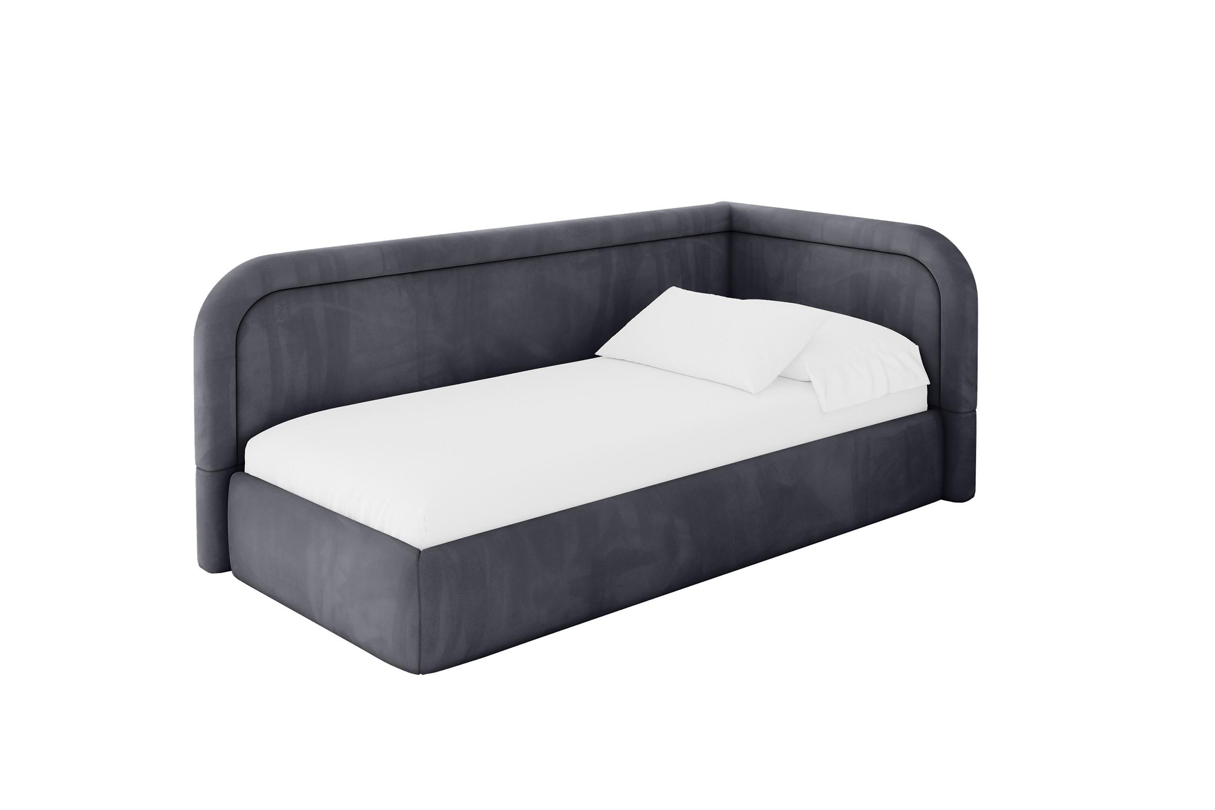 EINZELLBETT Jugendbett mit Bettkasten und Matratze H3/H4, Links - JOVY 100x200 Dunkelgrau - Dunkelgrau, Holzwerkstoff/Textil (100/200cm) - ALTDECOR