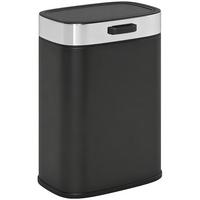 MÜLLEIMER Edelstahl Küchenmülleimer mit Druck-Öffnen offen bleibendem Deckel - Schwarz, Metall (19.5/30/21.5cm) - HOMCOM