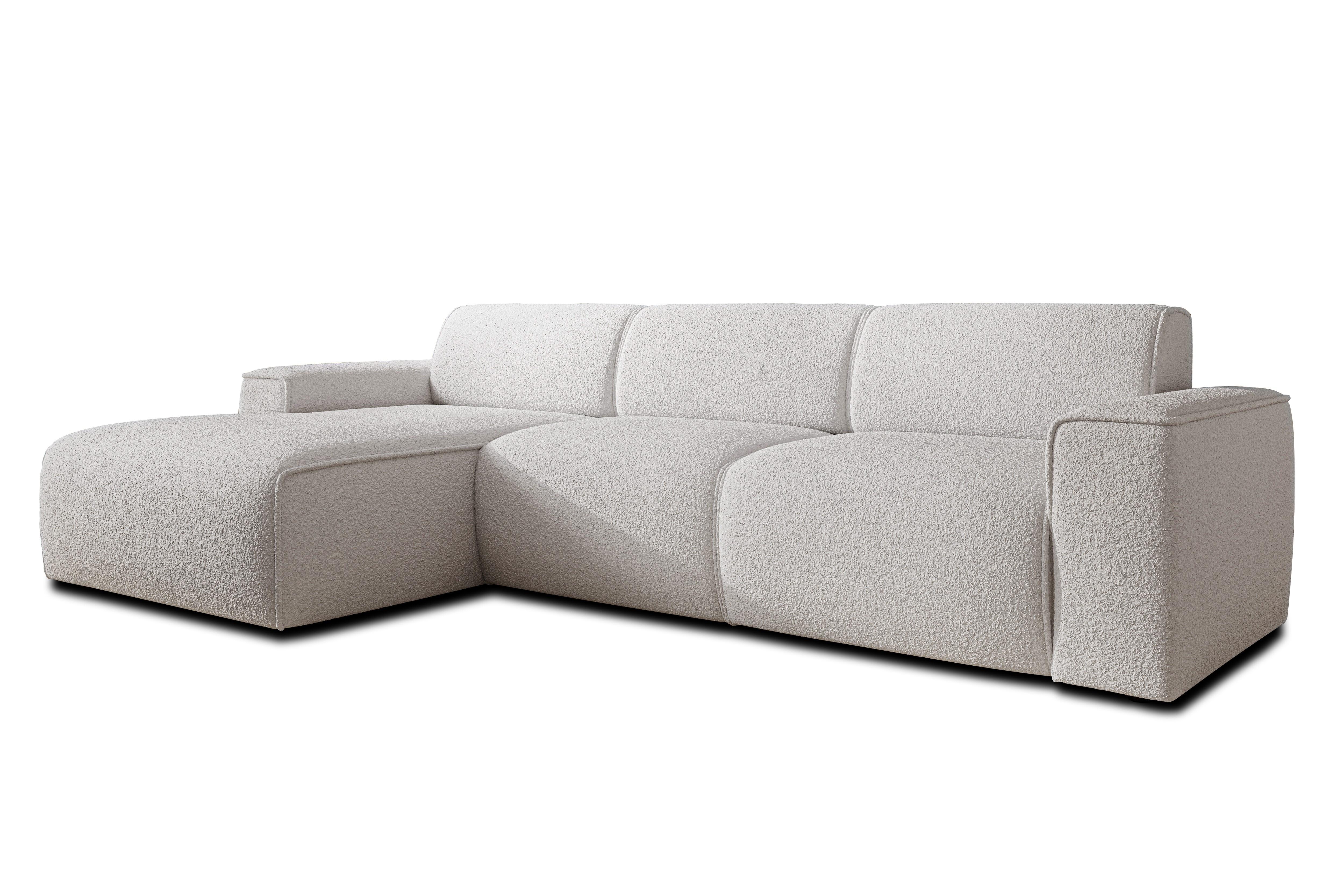 ECKSOFA L Form Didim mini Weiß 310/165/78 cm – stilvolle kleine Eckcouch L - Schwarz/Weiß, Kunststoff/Textil (165/310cm) - AX Living