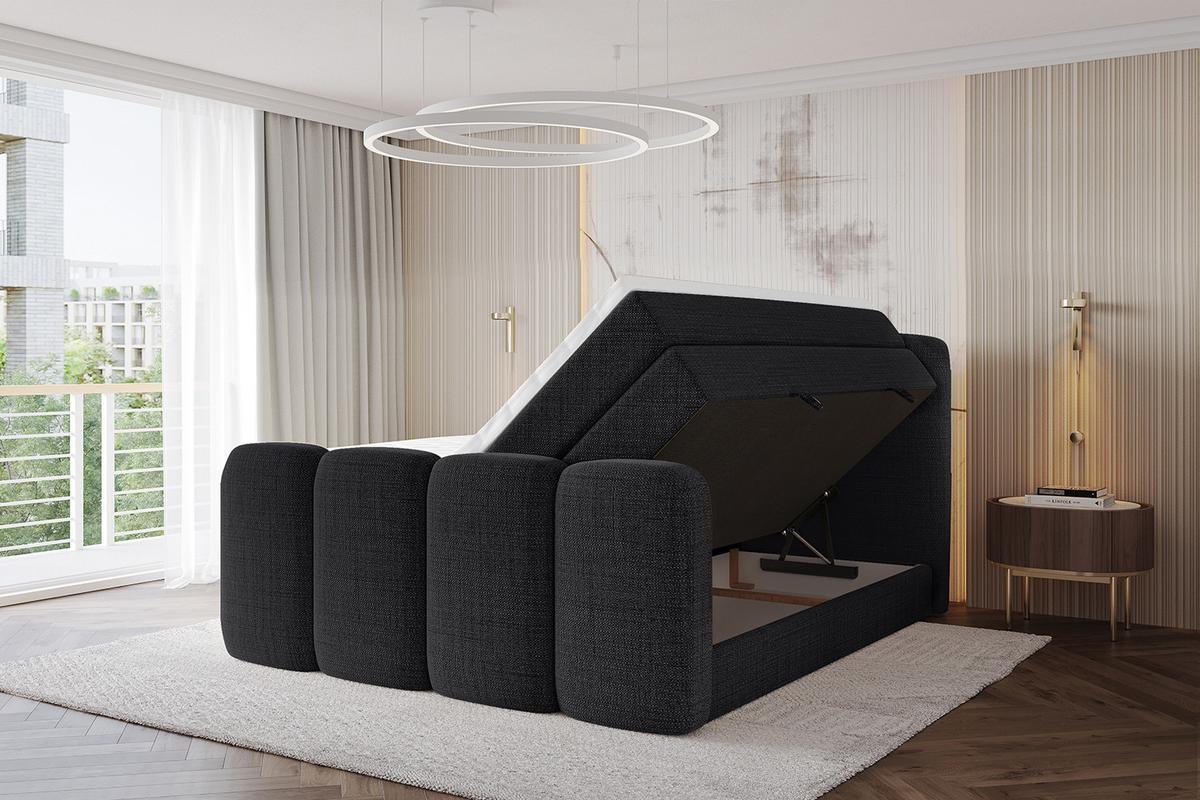 BOXBETT mit Matratze H3|H4 und Lattenrost - NINA-Z KING - 200x200 cm Aragon - Schwarz - Schwarz, Holzwerkstoff (200/200cm) - ALTDECOR