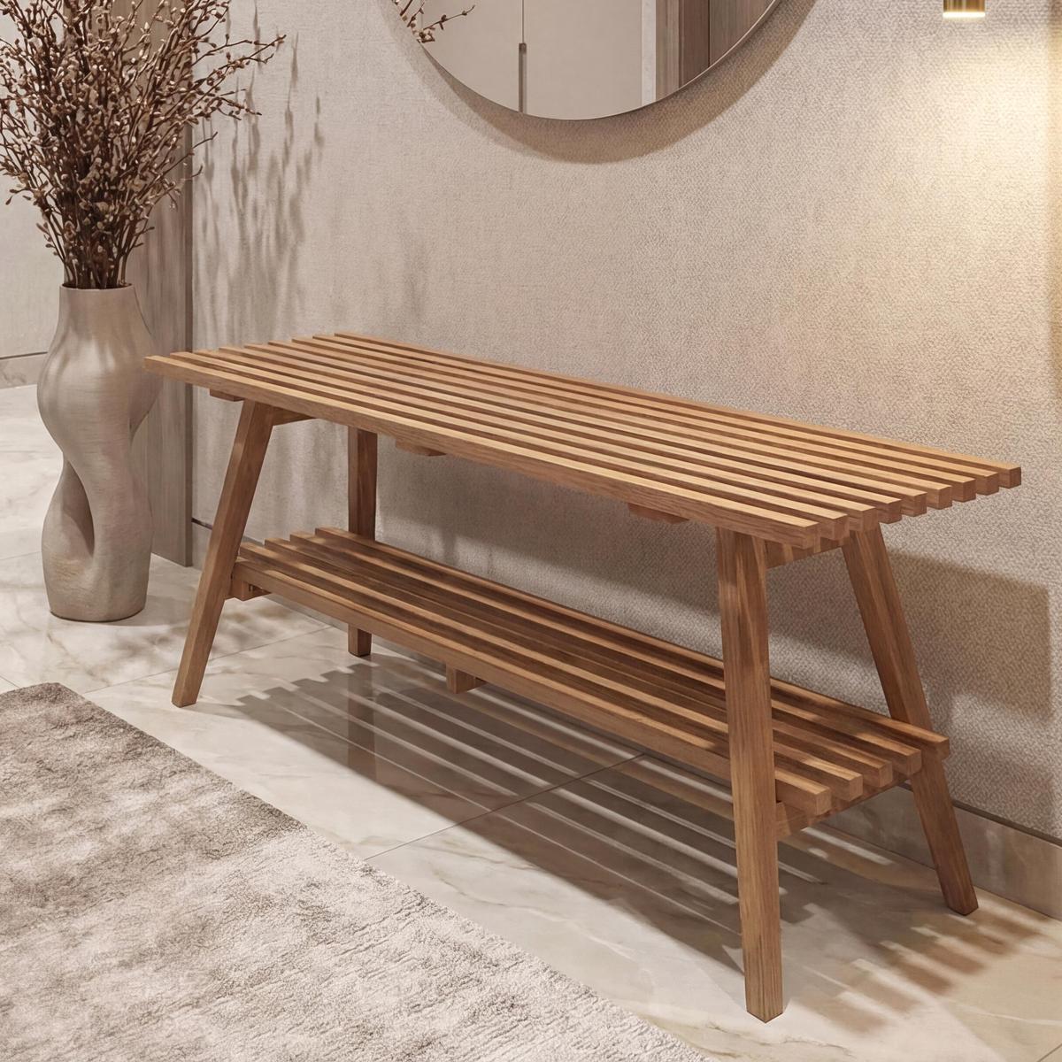 GARDEROBEN-BANK Eiche Dekor - Eiche Wotan, Holz (100/45/35cm) - MCW