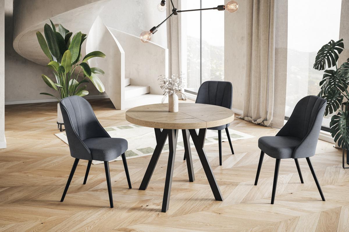 RUNDER Esstisch ausziehbar – Moderner Wohnzimmertisch und Küchentisch – Tisch mit Stabile Konstruktion, Durchmesser 110 cm - 210 cm - Farbe Halifax - Schwarz/Braun, Holzwerkstoff (110/110/77cm) - Alpi-Möbel