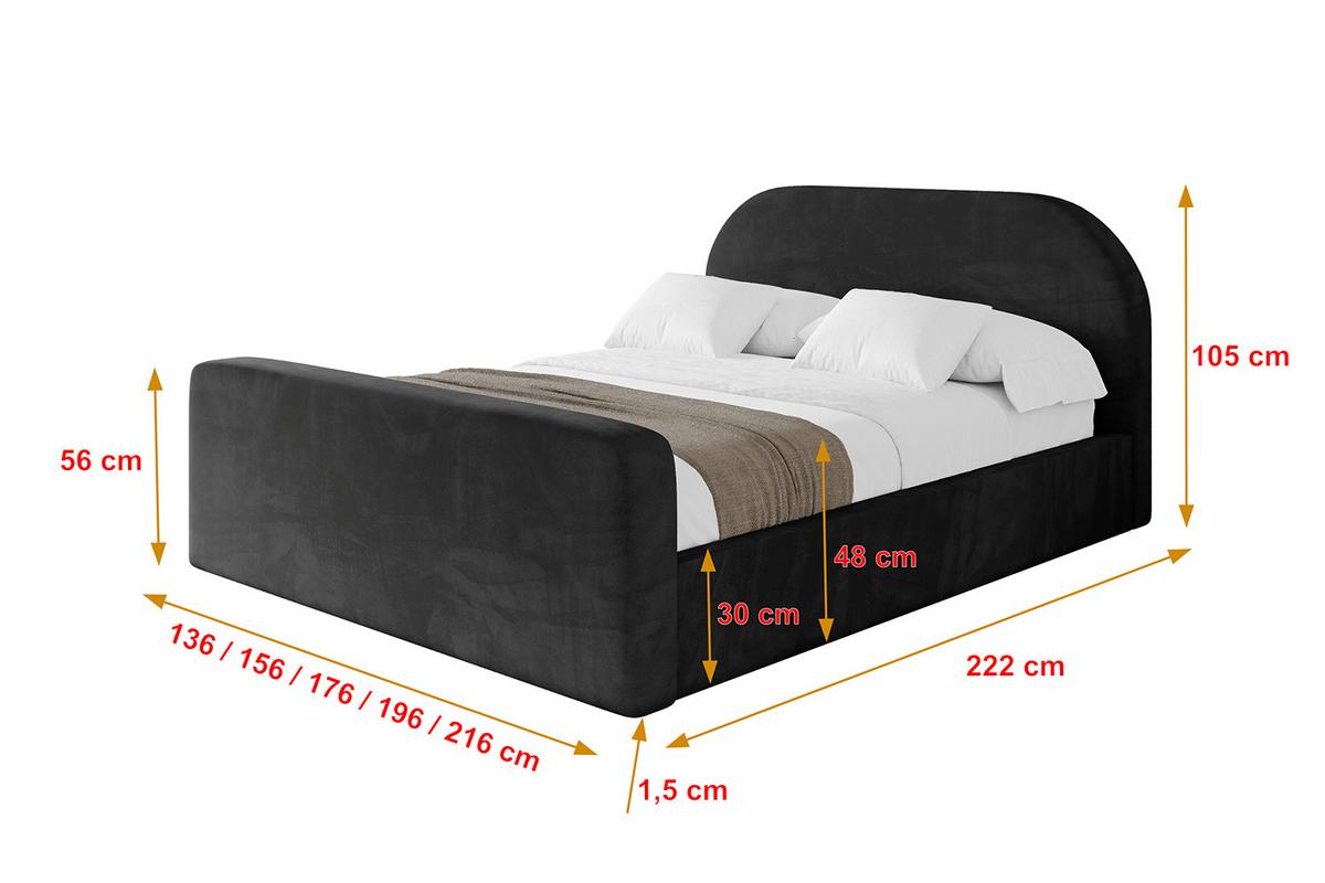 POLSTERBETT mit Bettkasten, Fußteil und Lattenrost, Boxbett ohne Matratze - TIVON-Z 180x200 Schwarz - Schwarz, Holzwerkstoff/Textil (180/200cm) - ALTDECOR