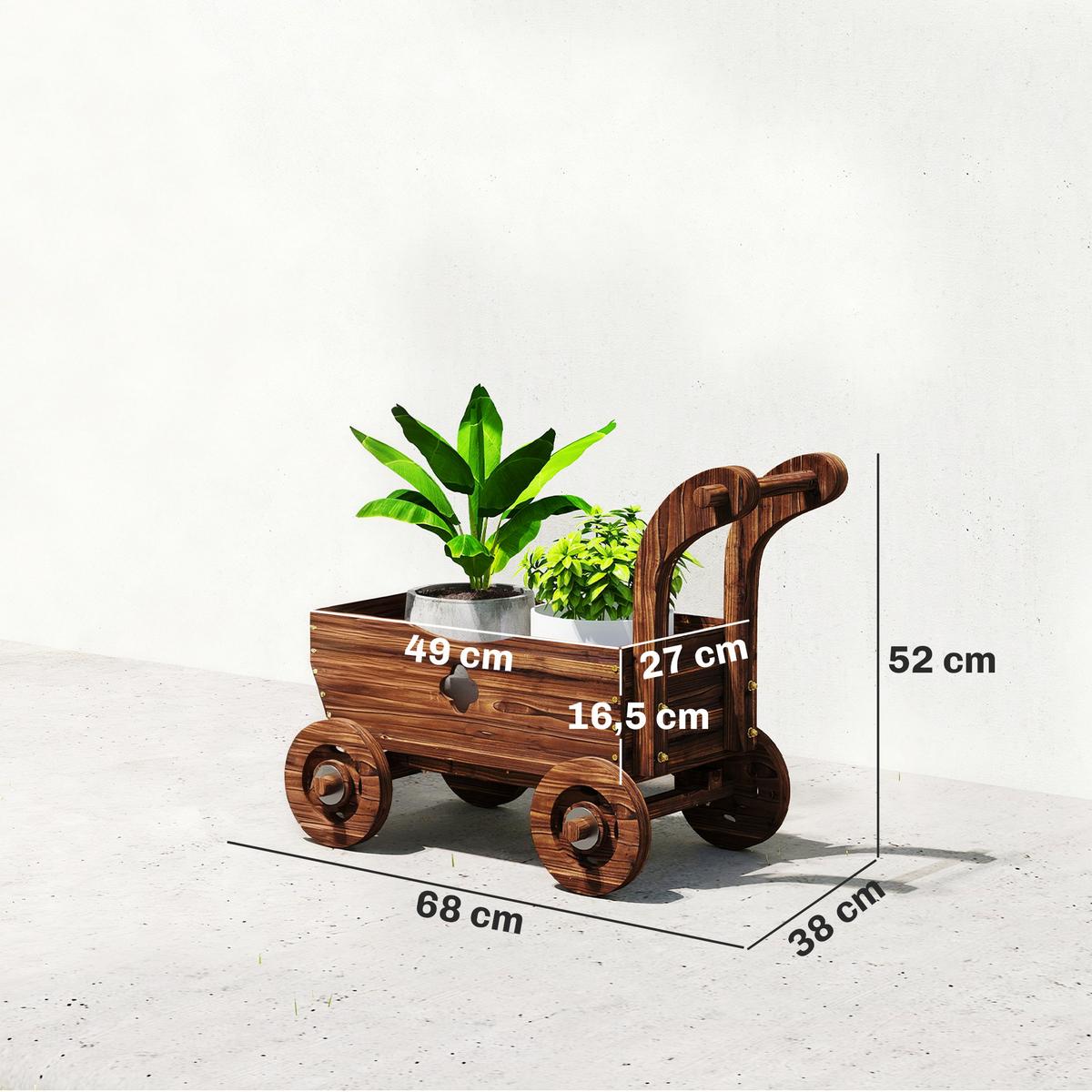 HOCHBEET Tannenholz Verkohlt - Braun, Holz (38/52/68cm) - Outsunny