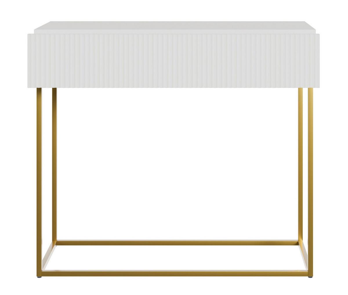 KONSOLENTISCH Veldio Weiß mit goldenen Beinen 90 cm - Goldfarben/Weiß, Holzwerkstoff/Metall (35.6/90/79cm) - Selsey