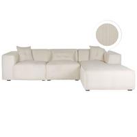 ECKSOFA Cord Cremeweiß rechtsseitig Dolva - Weiß, Textil (294/170cm) - Beliani