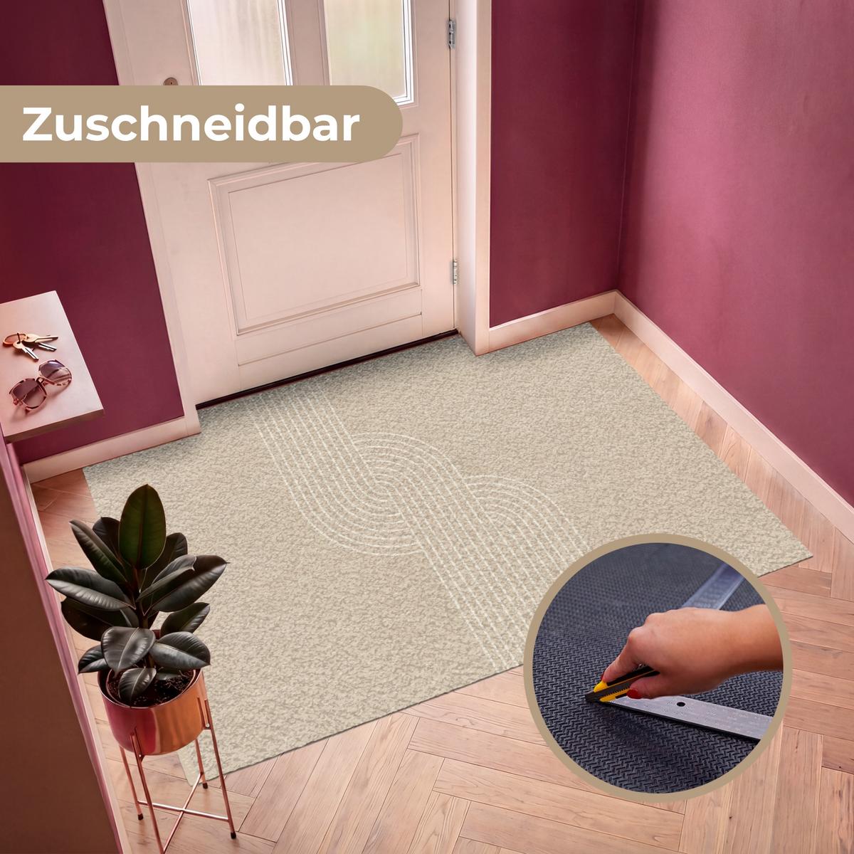 FUSSMATTE Parallele Linien - Leichte Textur - Beige Türmatte 180x120 cm - Beige, Kunststoff (180/0.4cm) - MuchoWow