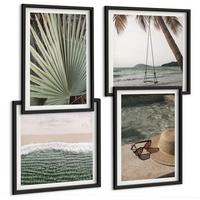 BILDER SET 4er Set - 50x50 cm & 40x60 cm Schwarzer Rahmen - Strandschaukel-Blätterurlaub - Schwarz, Kunststoff (50/50cm) - TULUP