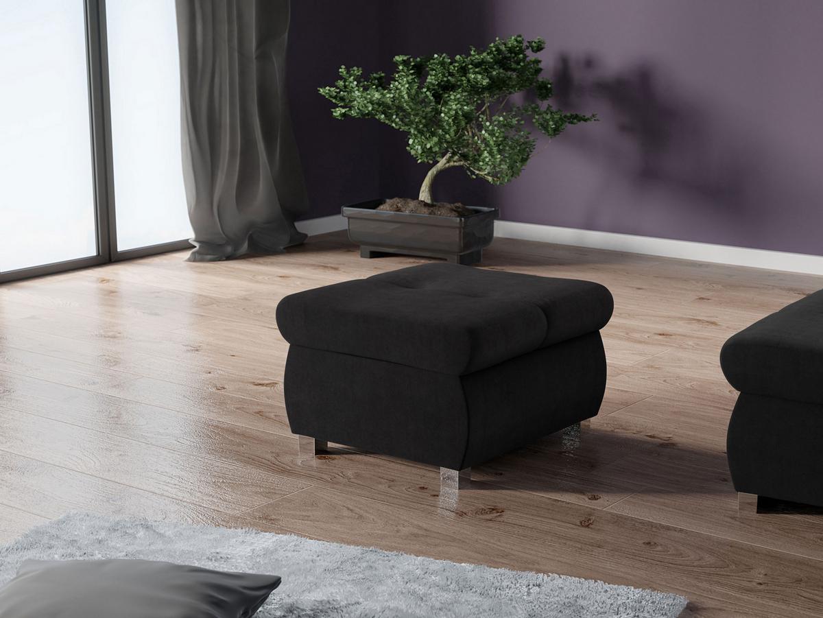 POLSTERHOCKER Orkan Klein - Silberfarben/Schwarz, Holz/Textil (60/39/60cm) - MIRJAN24