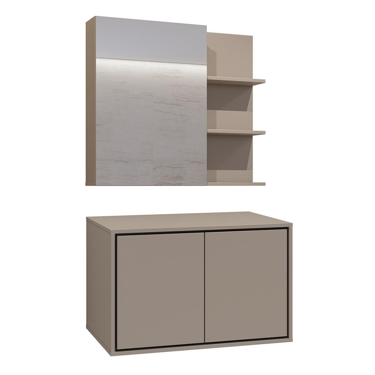 WASCHTISCHUNTERSCHRANK 78cm Sophéa 2er-Set Taupe - Taupe, Holzwerkstoff (78/50.8/48cm) - Petits-meubles