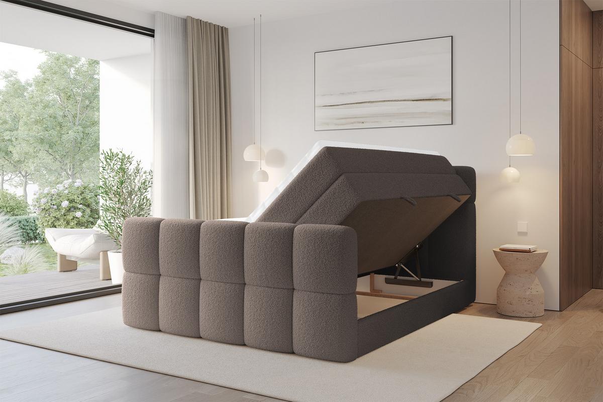 BOXBETT mit Matratze H3/H4 - FAMA-Z KING - 120x200 cm Braun Quelle - Braun, Holzwerkstoff (120/200cm) - ALTDECOR