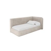 EINZELLBETT Jugendbett mit Bettkasten und Matratze H3/H4, Links - AURY 90x200 Beige - Ecru, Holzwerkstoff/Textil (90/200cm) - ALTDECOR