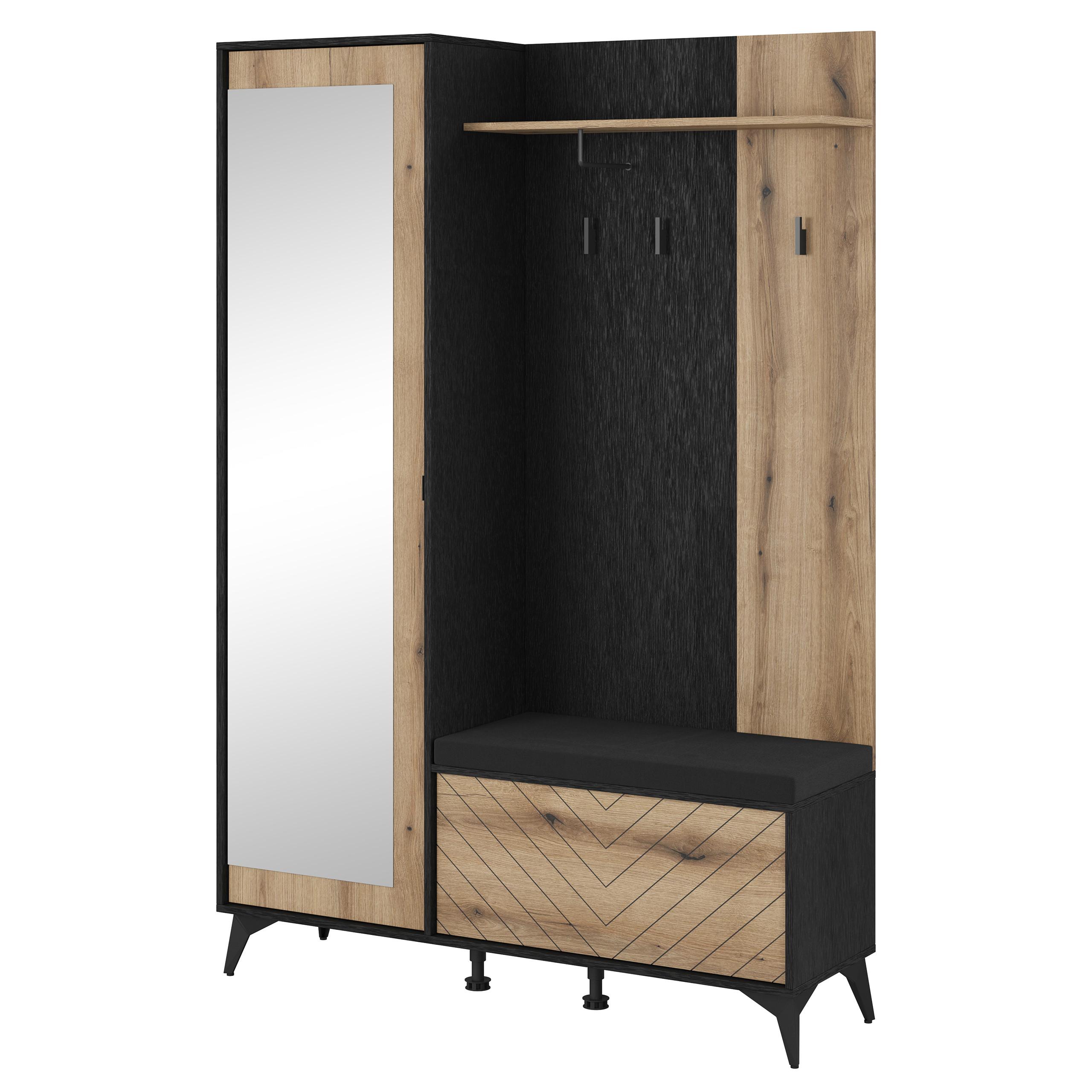 GARDEROBENSCHRANK DIAMANTE 134/197/34 cm Modern Garderobe-Set Schwarz - Goldfarben/Schwarz, Holzwerkstoff (134/197/34cm) - MASSENO