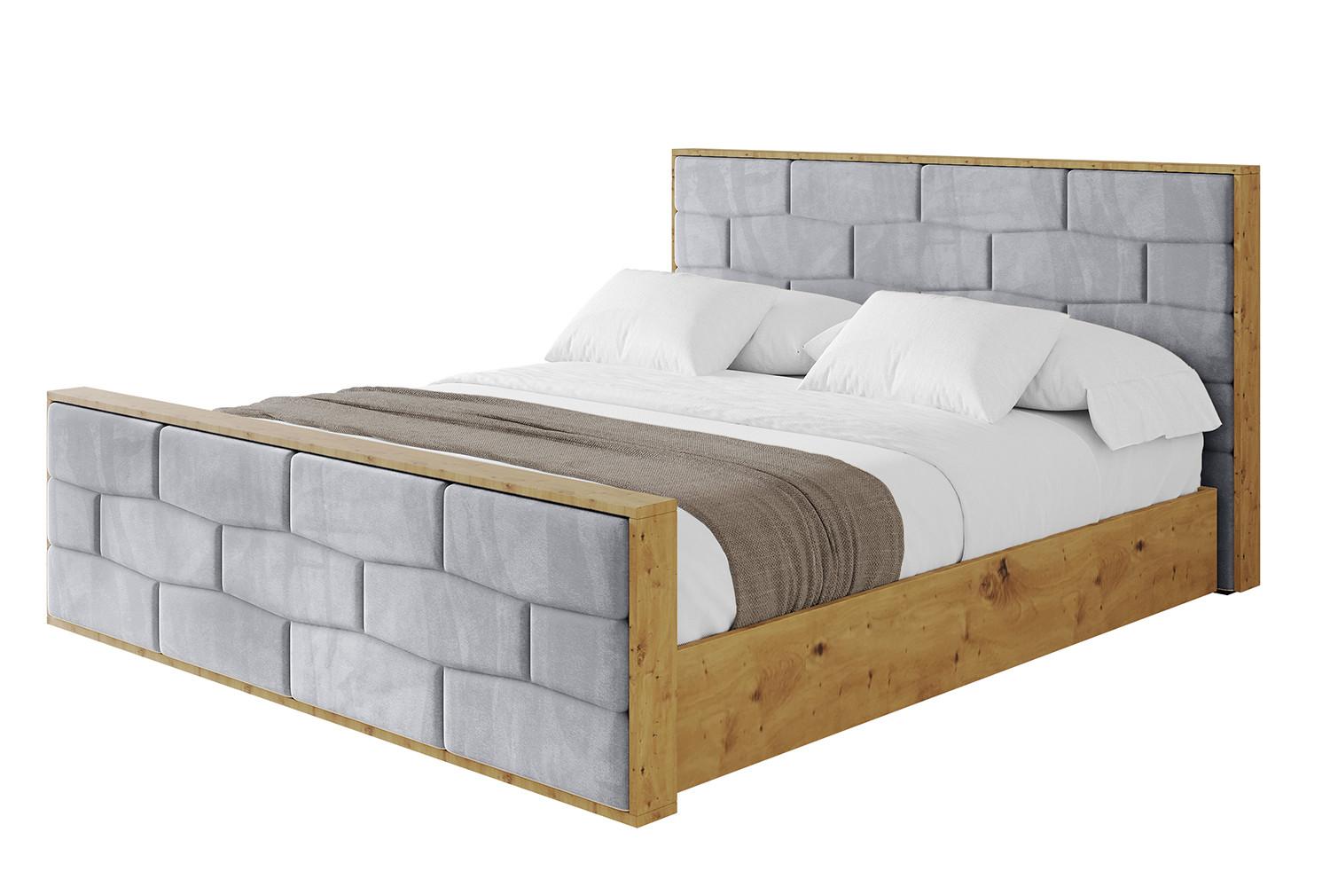 POLSTERBETT mit Bettkasten, Fußteil und Lattenrost, Boxbett mit Matratze H3/H4 - ENZO8-Z 180x200 Hellgrau - Hellgrau, Holzwerkstoff/Textil (180/200cm) - ALTDECOR