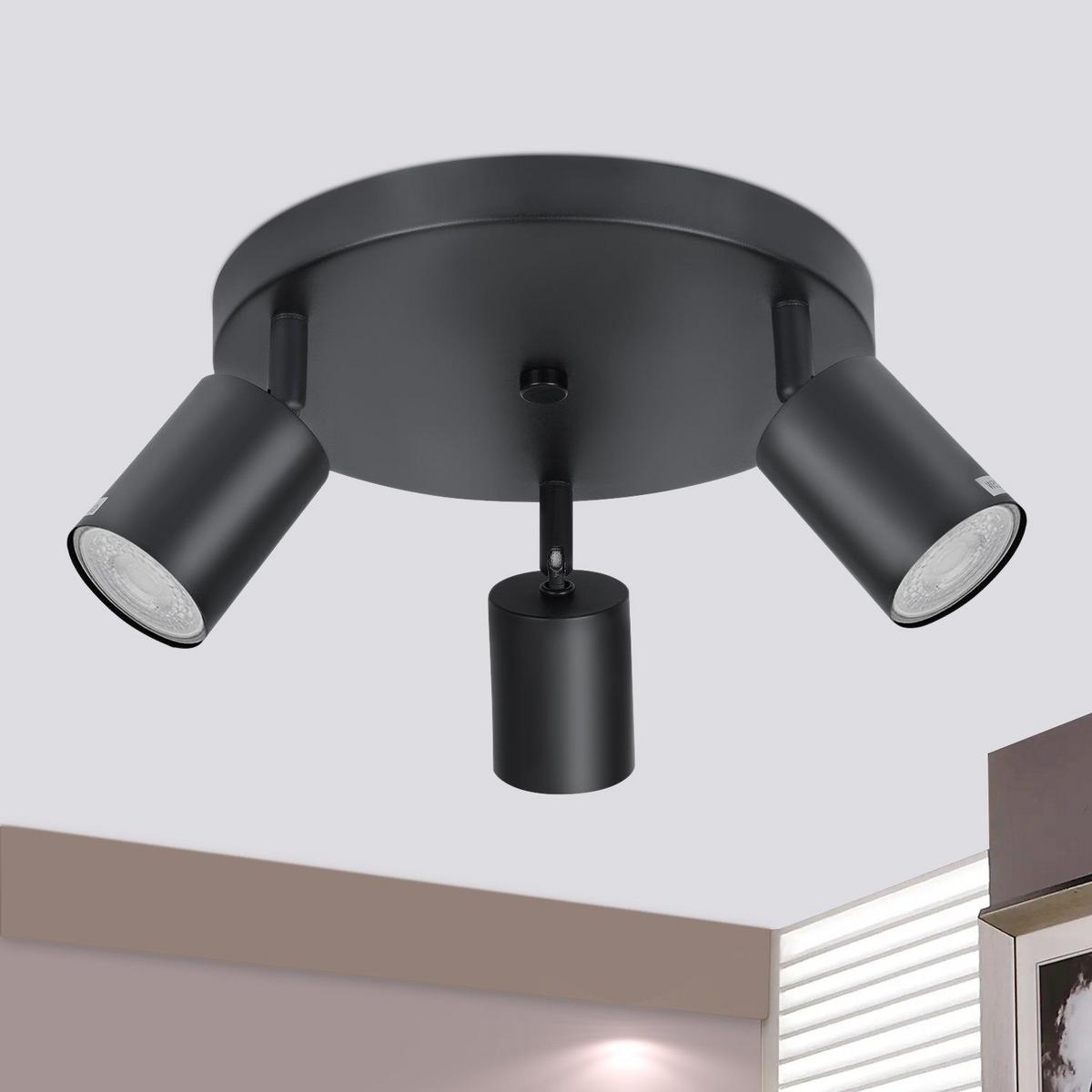 DECKENSTRAHLER Freiheit 3-flammig 24/24/14 cm - Schwarz, Metall (24/24/14cm) - Nettlife