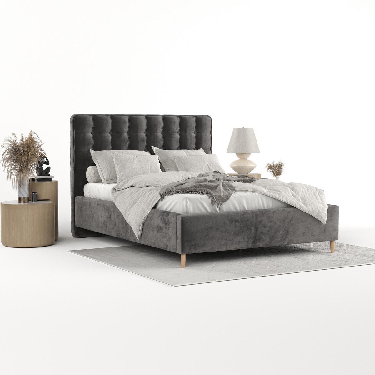 POLSTERBETT Paloma 120/200 cm Anthrazit im Lotta Stoff - Anthrazit/Naturfarben, Holz/Holzwerkstoff (120/200cm) - AltaBeds