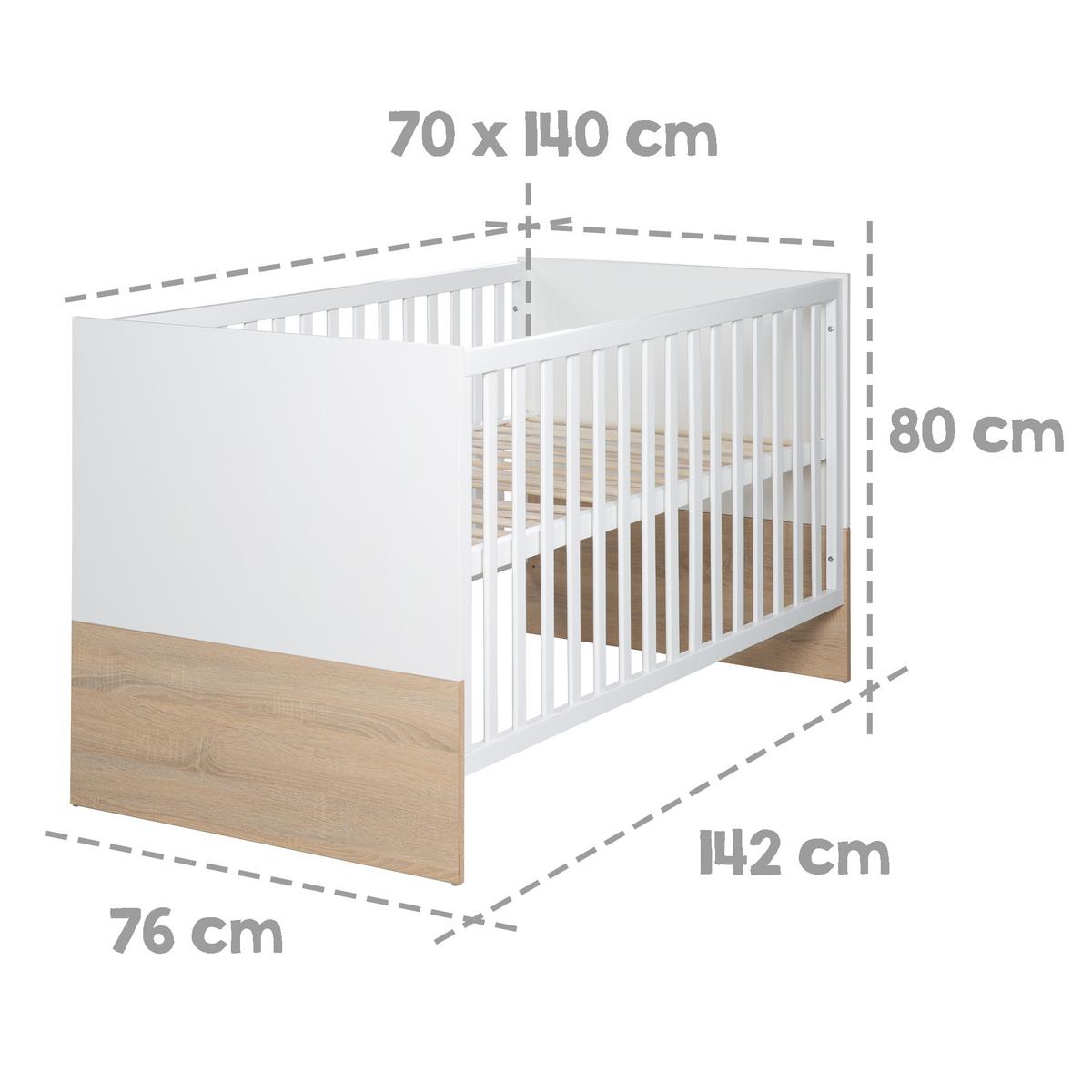 BABYZIMMER-SET Gabriella mit breiter Wickelkommode 3-teilig - Multicolor, Holzwerkstoff (76/80/142cm) - Roba