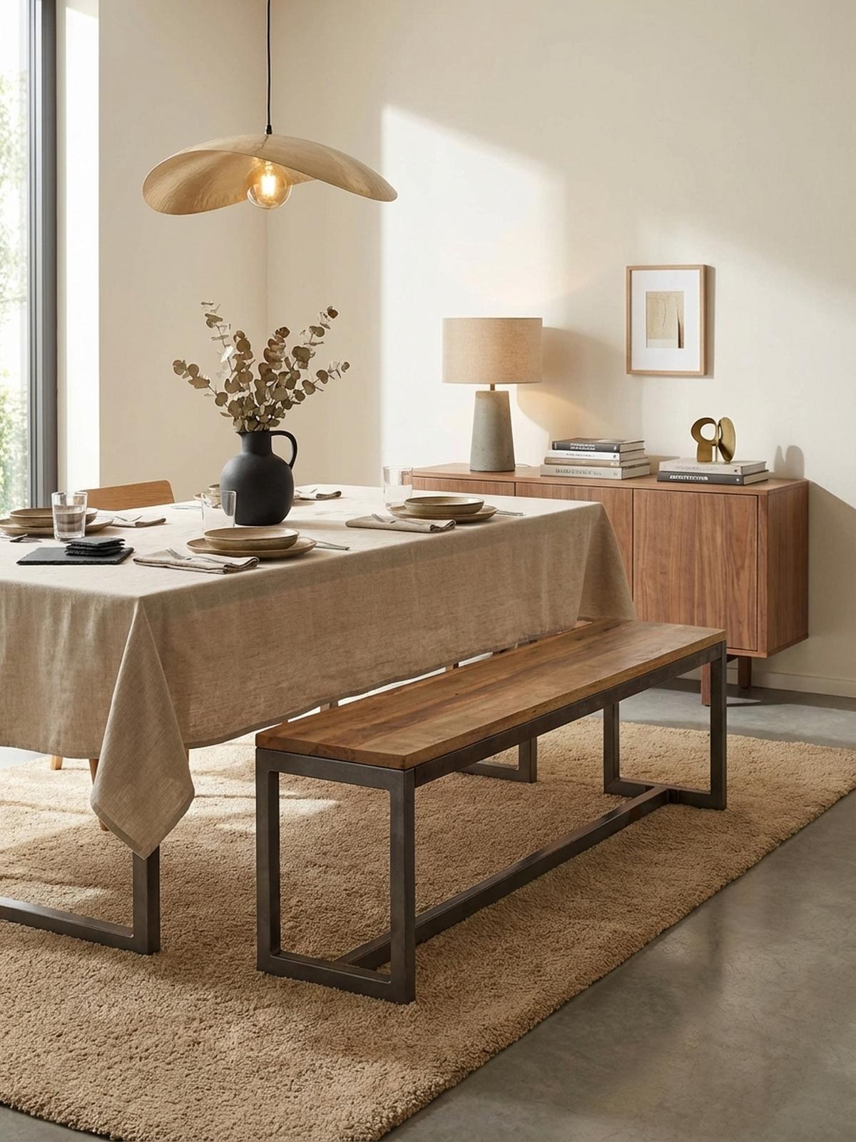 SITZBANK – Mango/Massivholz/Metall, 120x46x45 cm, ohne Lehne - Schwarz/Braun, Holz/Metall (45/46/120cm) - KADIMA DESIGN