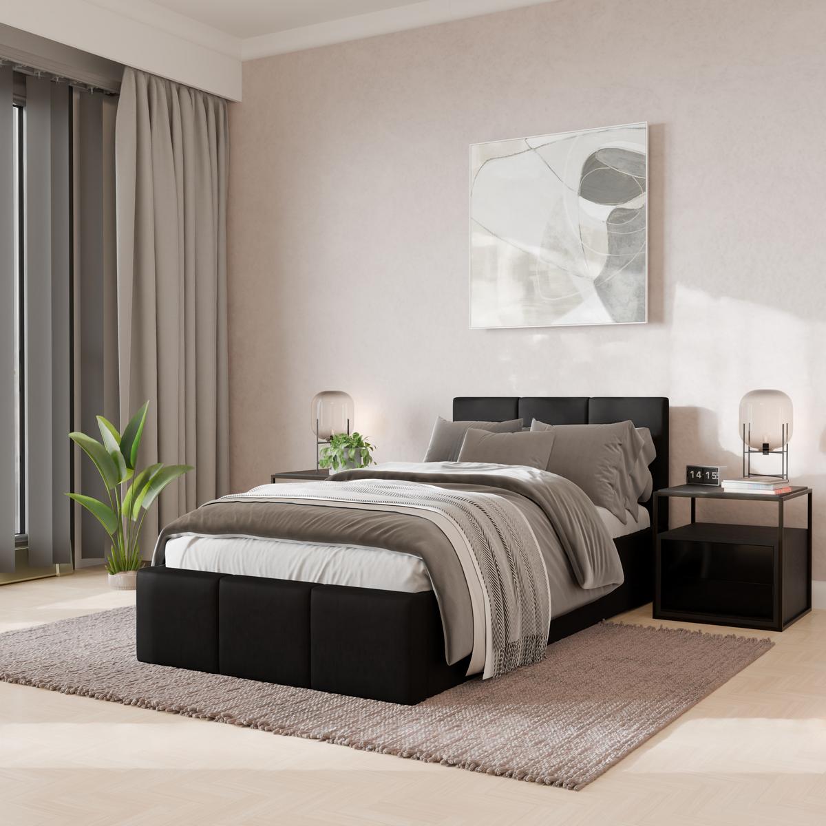 POLSTERBETT für Schlafzimmer Bett mit Stauraum Graphit 90x200 - Graphitfarben, Holzwerkstoff/Metall (90/200cm) - Muralo