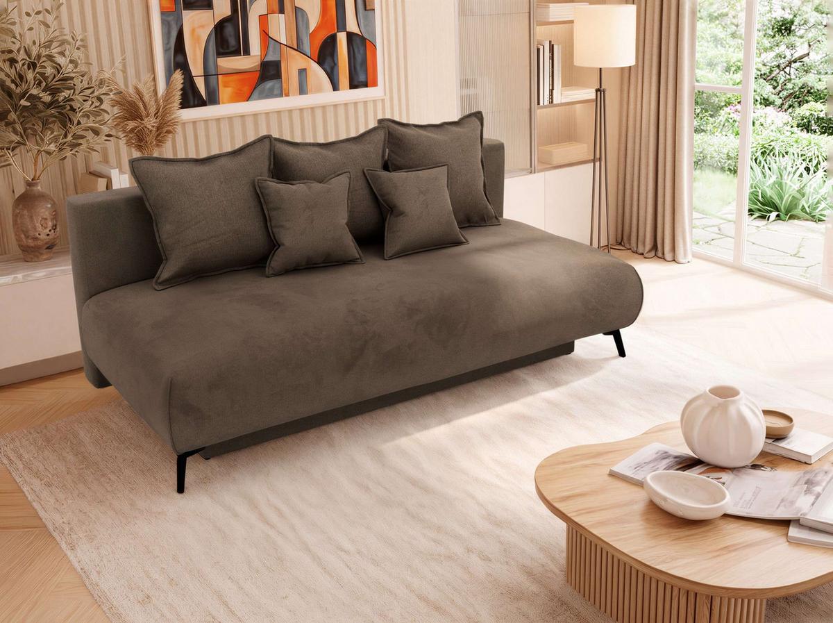 3-SITZER SOFA VIRENO - Braun Velvet - Schwarz/Braun, Textil/Metall (197/95/102cm) - MKS