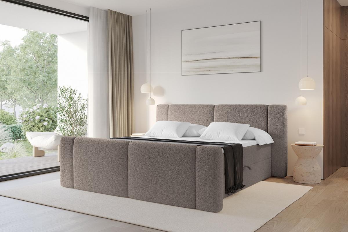 BOXBETT mit Matratze H4 - EVON Zanozek - 180x200 cm Braun - Braun, Holzwerkstoff (180/200cm) - ALTDECOR