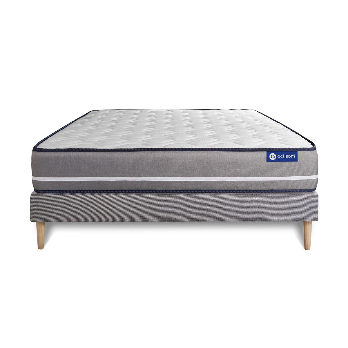 BETT Actimemo pur Memory-Schaum 160 x 220 cm h3 - Kit Bettgestell Grau - Beige/Grau, Karton/Holz (160/220cm) - ACTISOM