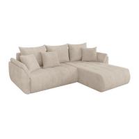 ECKSOFA mit Schlaffunktion Ottomane Rechts TOKO-L 277x194x86 Beige Cord - Beige/Schwarz, Holzwerkstoff/Kunststoff (277/194cm) - ALTDECOR