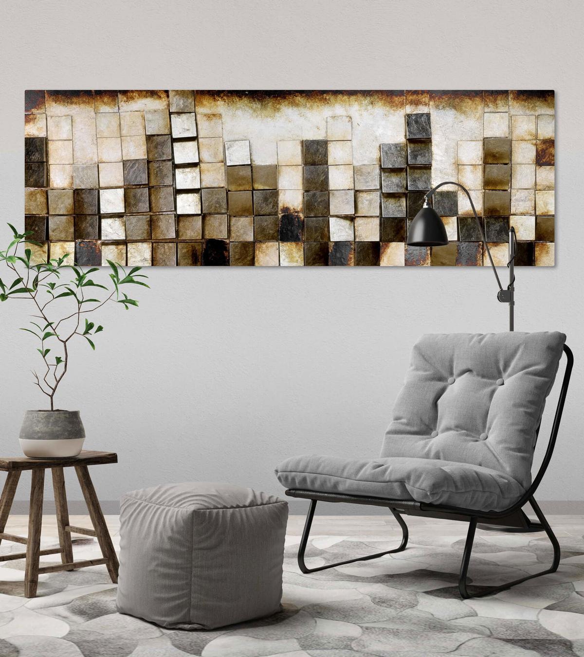 WANDBILD Gold 144/43 cm - Goldfarben, Holz/Kunststoff (7.5/43cm) - KUNSTLOFT
