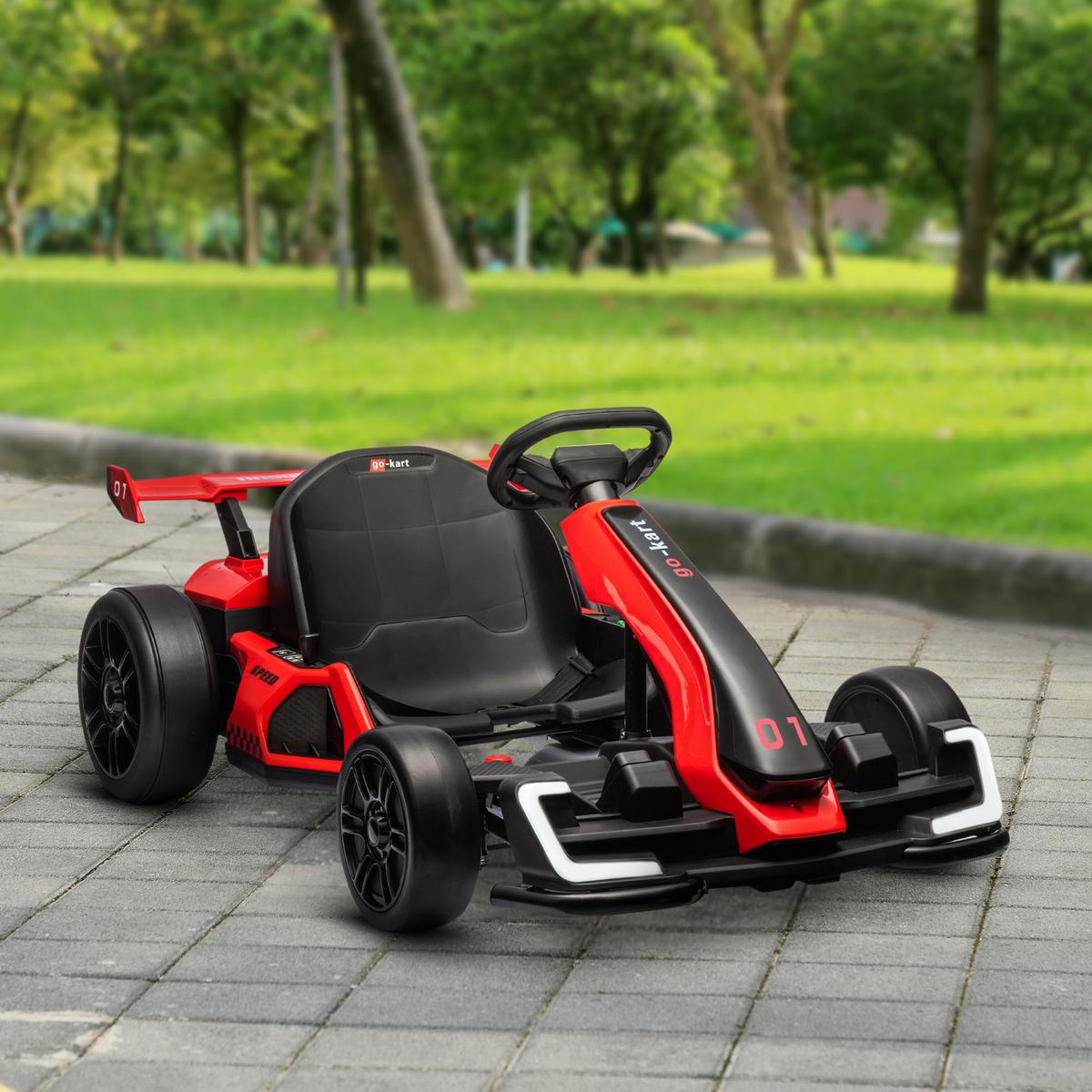 KINDER-ELEKTROGOKART 24V Motor Rot+Schwarz, Kunststoff, Metall - Rot, Kunststoff (120/76/53.5cm) - HOMCOM