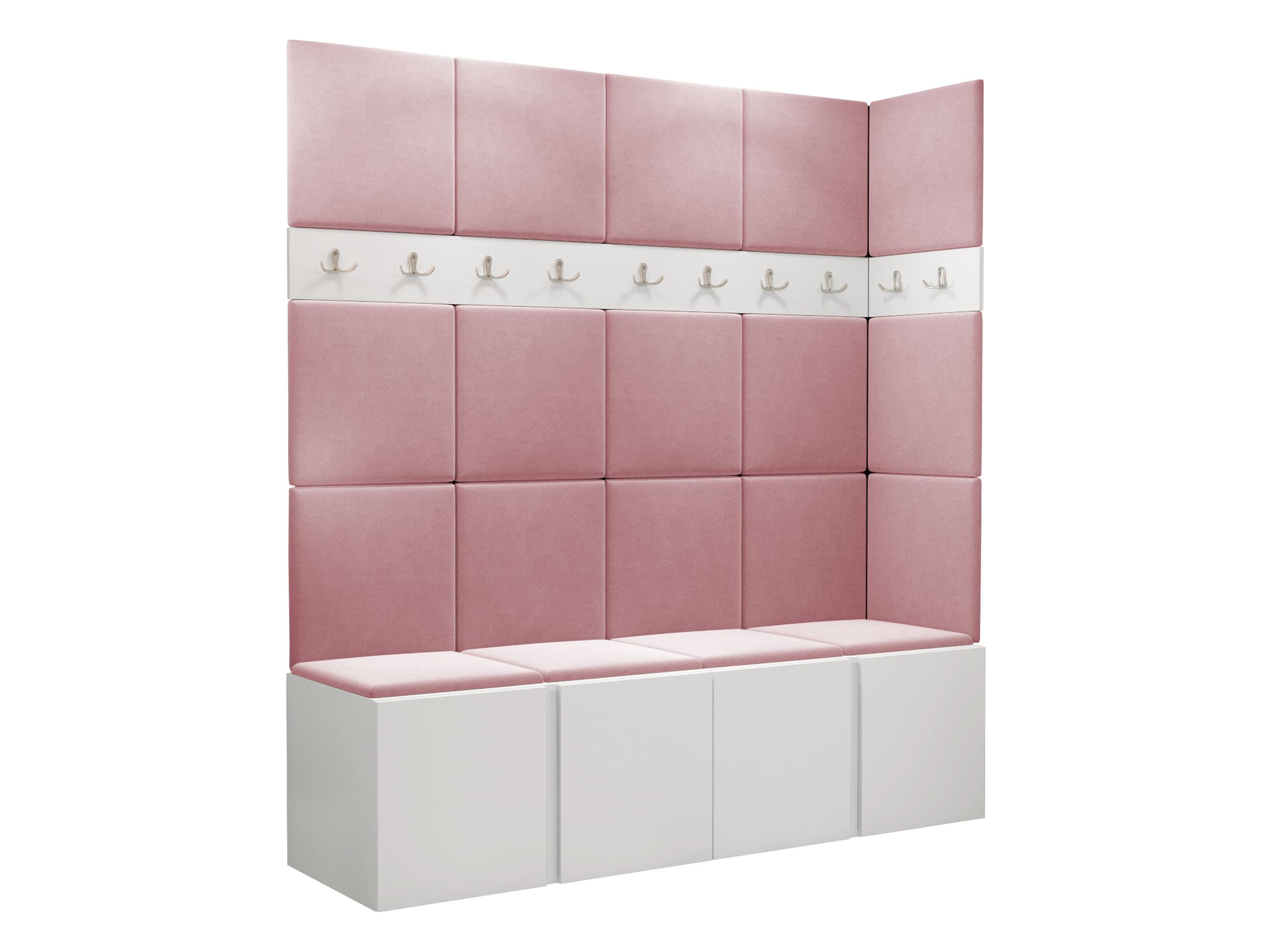 GARDEROBEN-SET Orion II - Weiß/Rosa, Holzwerkstoff/Kunststoff (168/186/46cm) - MIRJAN24
