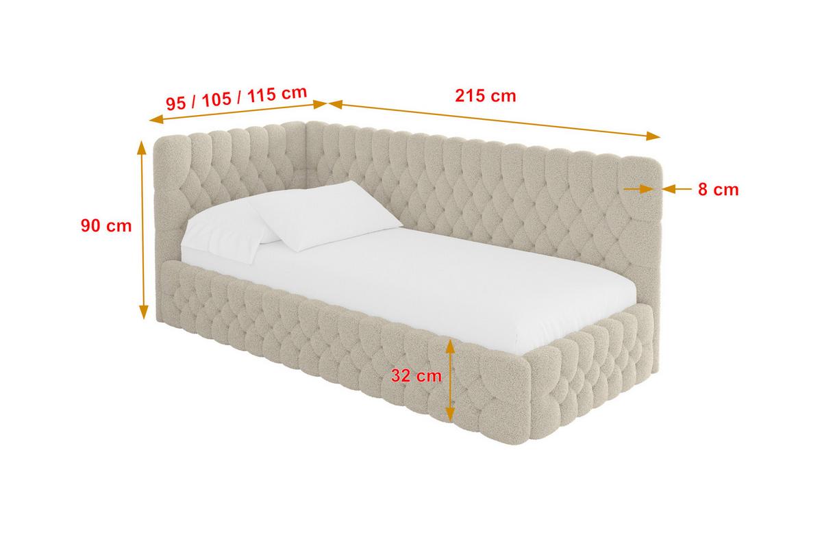 EINZELLBETT Jugendbett mit Bettkasten, Rechts - MULY 100x200 Dunkelbeige - Taupe, Holzwerkstoff/Textil (100/200cm) - ALTDECOR