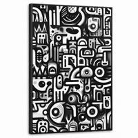 LEINWAND Bilder mit Rahmen - Symbole - Abstrakt - Grafik - Schwarz - 60x90 - Schwarz, Textil (60/90cm) - MuchoWow