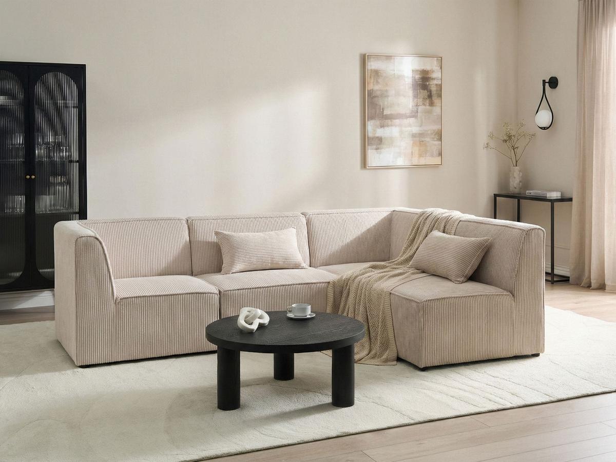 ECKSOFA Modul 4-Sitzer linksseitig Beige Cord Lemvig - Beige, Textil (250/166cm) - Beliani