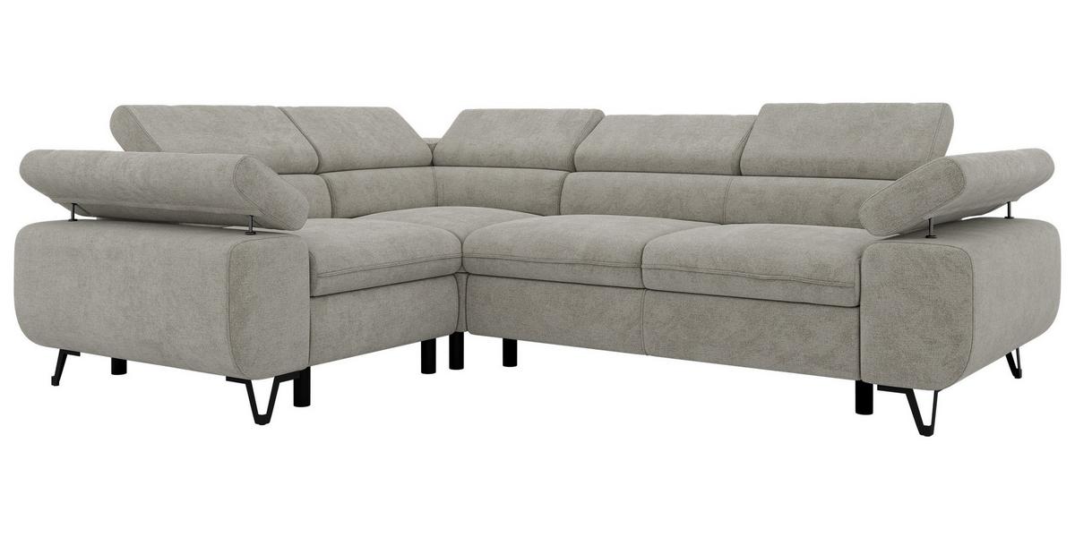 ECKSOFA ORSO L Hellgrau Stukture - Links Seite - Hellgrau/Schwarz, Textil/Metall (197/268cm) - MKS