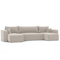 WOHNLANDSHAFT U-Form mit Schlaffunktion und Bettkasten, Beige - Beige, Holzwerkstoff/Textil (318/79/145cm) - Idohome