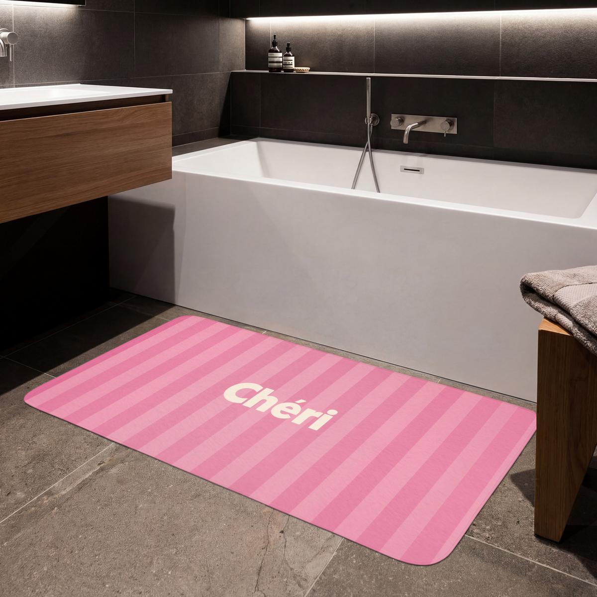 BADEMATTE Gestreift - Rosa - Chéri 120x60 cm - Pink, Textil (120/60cm) - OnlyWow