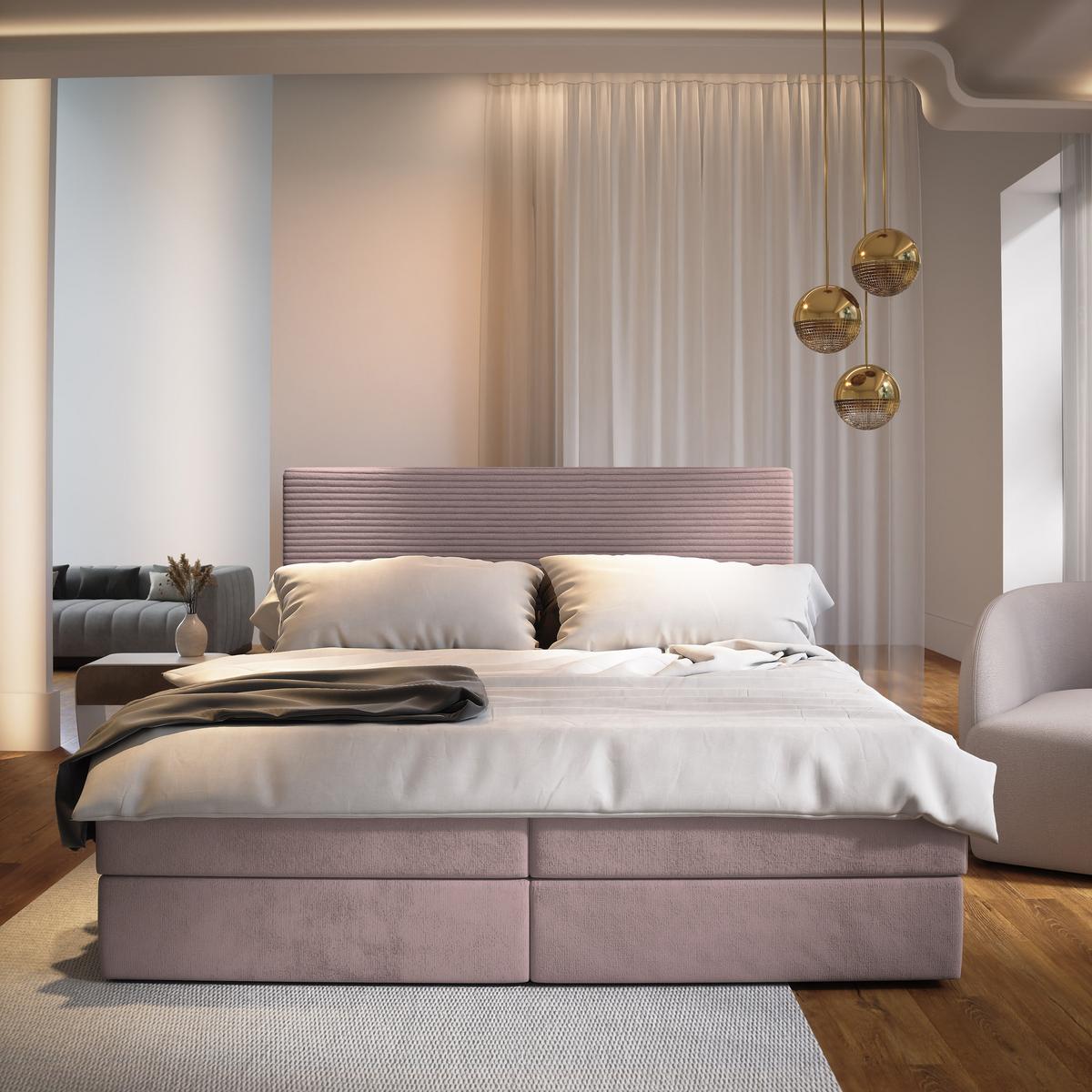 BOXBETT GIARRO 180x200 cm mit Matratze und Topper - Rosa - Rosa, Holz (180/200cm) - MASSENO